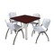 Kee Kee Square Table & Chair Set, Wood, Metal, Plastic Top, Mahogany TB4242MHBPCM47GY - alternate 1
